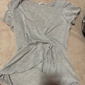 Striped wrap shirt